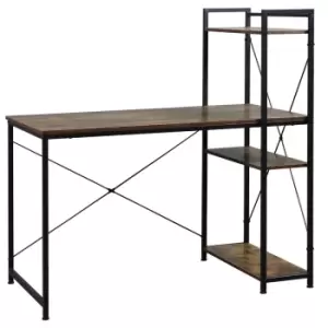 Image of Homcom Computer Desk With 4 Tier Bookshelf Industrial Style