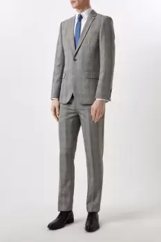 Image of Mens Slim Fit Neutral Check Suit Jacket