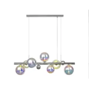 image of Luminosa Linear Pendant, 7 x G9, Polished Chrome, Iridescent Glass