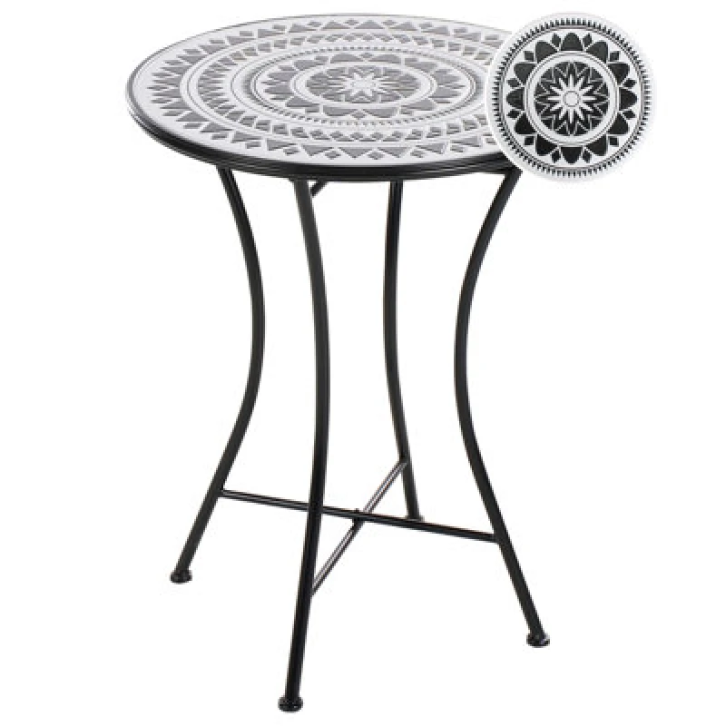 Image of Beliani Bistro Table Comiso 60 Cm 60 Cm Metal Black/ White