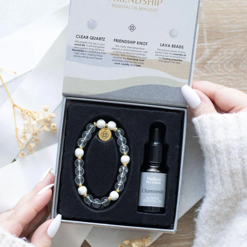 Image of Simplhome Friendship Clear Quartz Essential Oil Bracelet Multi