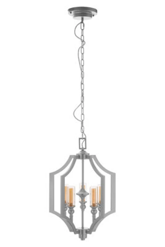 Image of Orsina 5 Bulb Pendant Lamp, Arabesque Design Silver Ceiling Light, Contemporary Iron Hanging Fixture