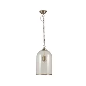 image of Clear Glass and Antique Brass Rimmed Pendant