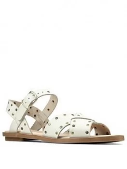 image of Clarks Willow Gild Leather Flat Sandal - White