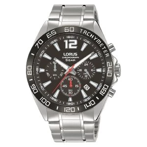 image of Lorus RT335JX9 Mens Chronograph Watch with Sunray Black Dial