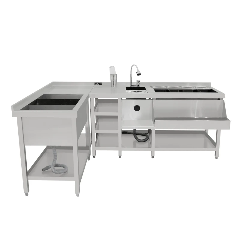 Image of Monstershop Deluxe Modular Cocktail Bar Station with Ice Well in Silver Silver Unisex