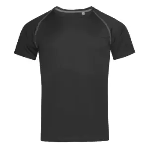 image of Stedman Mens Active Raglan T-Shirt (L) (Black Opal)