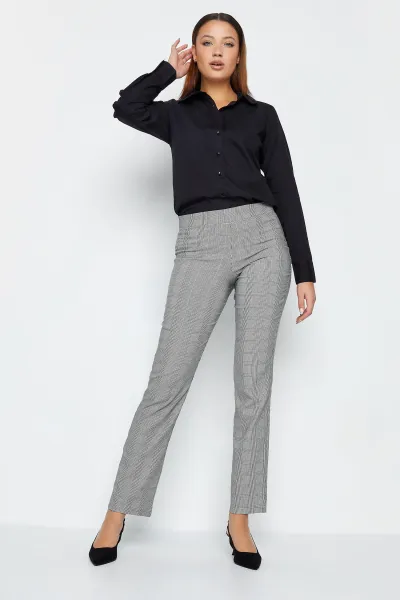 Image of Tall Dogtooth Check Stretch Slim Leg Trousers