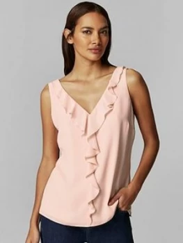 Image of Wallis Petite Ruffle Cami - Pale Pink, Blush, Size 18, Women