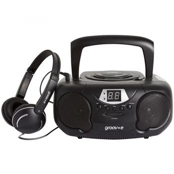 image of Groov-e Boombox Portable CD Player with Radio - Black