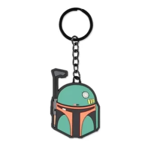 image of STAR WARS The Mandalorian Boba Fett Helmet Rubber Keychain, Multi-colour (KE867281STW)