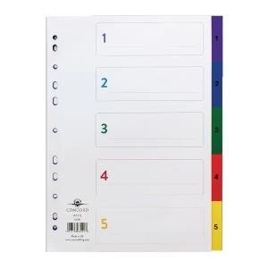 Image of Concord Index 1-5 A4 Polypropylene Multicoloured 66299