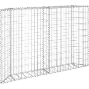 image of Trapezium Gabion Raised Bed Galvanised Steel 150x20x100cm Vidaxl Silver