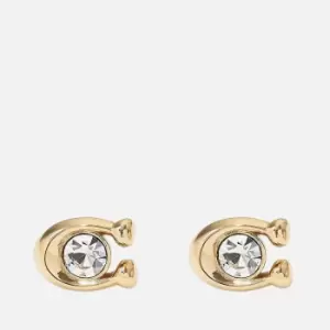 image of Coach Signature Stone Gold-Tone and Crystal Earrings