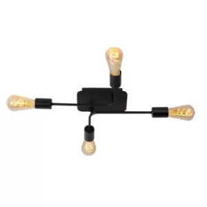 Image of Lester Modern Flush Ceiling Light - 4xE27 - Black