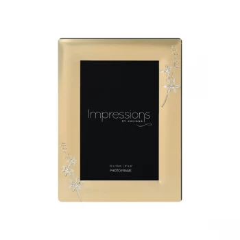 Image of 4" x 6" - IMPRESSIONS Gold Photo Frame with Crystal Flowers