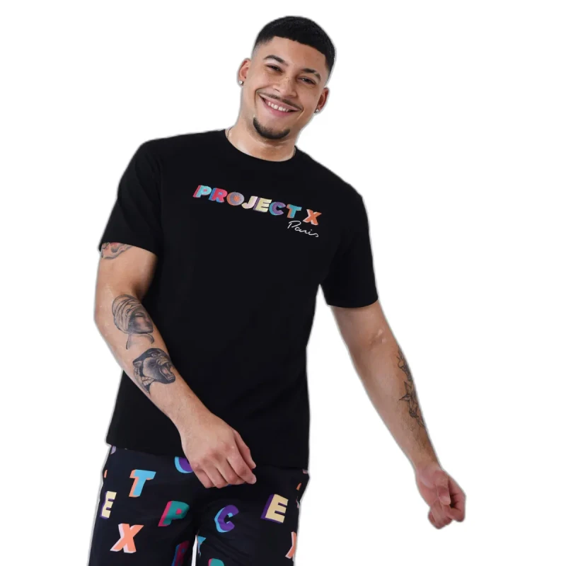 Image of Project X Paris Oversized logo t-shirt with multicolored embroidery Project X Paris Noir Male S