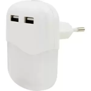 Image of Ansmann NL15AC-2USB 1600-0407 Night light, Wall light Oval LED (monochrome) Warm white White