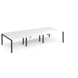 image of Bench Desk 6 Person Rectangular Desks 3600mm White Tops With Black Frames 1600mm Depth Adapt