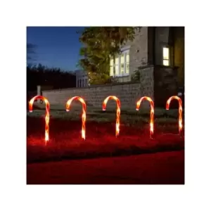 Image of 6 Candy Cane Stake Lights Christmas Illumination 25cm