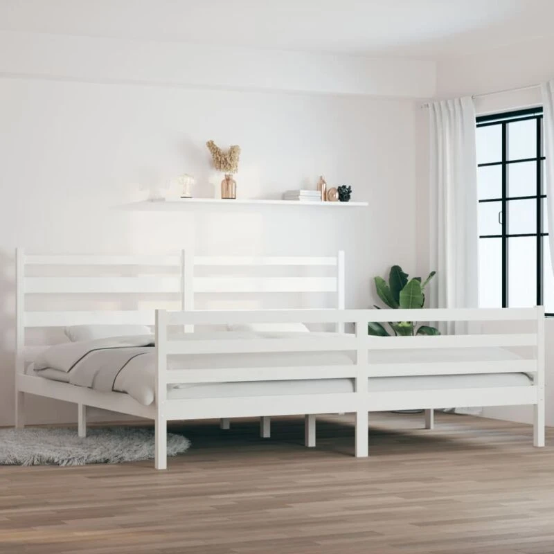 Image of VIDAXL Bed Frame without Mattress Solid Wood Pine 200x200cm White Vidaxl 8720287024842