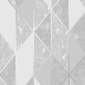 Image of Graham & Brown Superfresco Colours Milan Geo Wallpaper - Silver