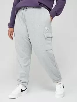 Image of Nike NSW Club Fleece Mid Rise Cargo Joggers (Curve) - Dark Grey Heather, Size 18-20=1X, Women