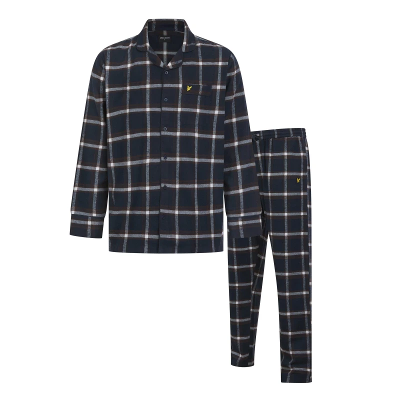 Image of Lyle and Scott Mens Flannel Long-Sleeve Pyjama Sets Long Sleeve Pyjama Sets S Blue 33118218350