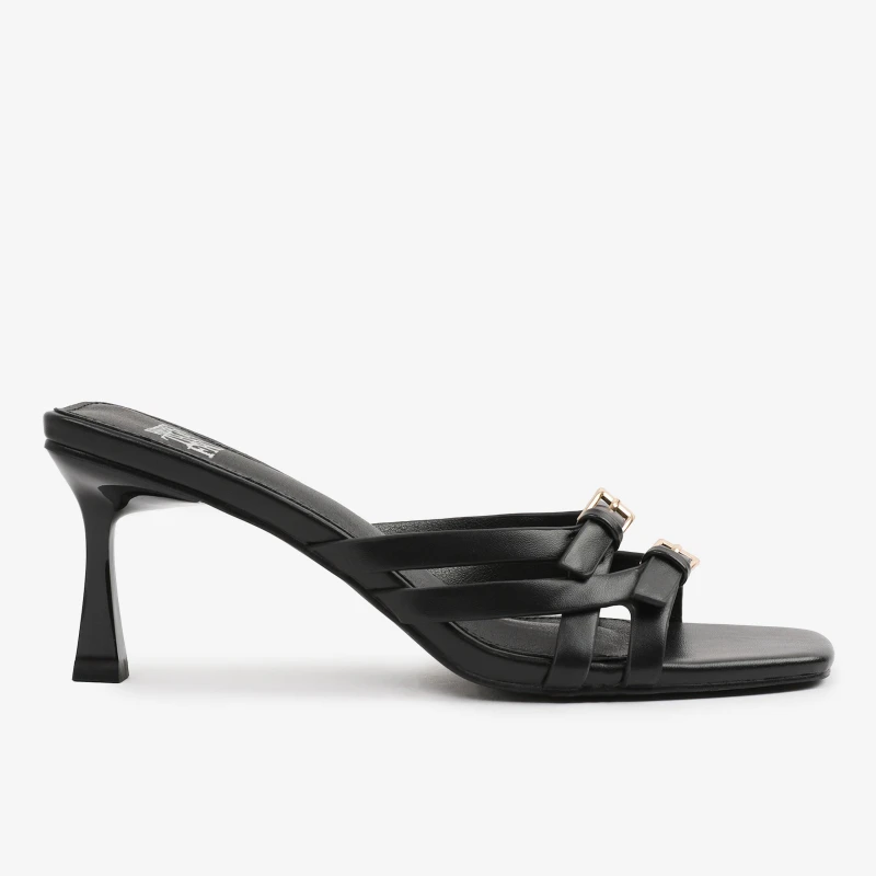 Image of Where's That From 'Torigh' Cross Over Buckle Details Strap Heel Black
