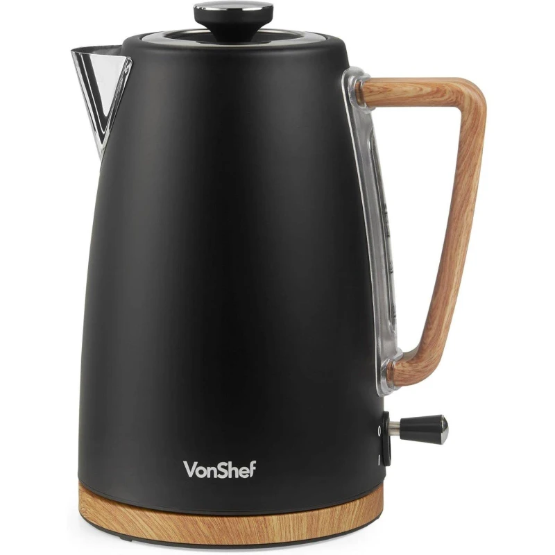Image of VonShef 1.7L Rapid Boil Black Nordic Design Electric Kettle Black unisex