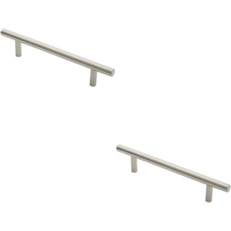 Image of Loops 2x 19mm Straight T Bar Pull Handle 225mm Fixing Centres Satin Stainless Steel Metallics unisex