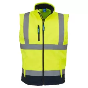 image of Yoko Mens Hi Vis Softshell Bodywarmer / Workwear (M) (Hi-Vis Yellow/Navy)