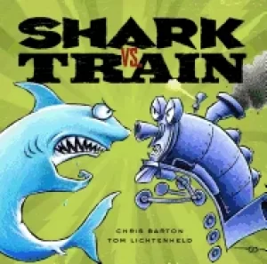 Image of shark vs train