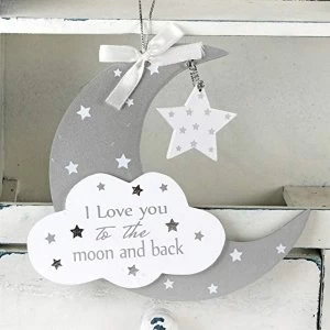 Image of Twinkle Twinkle Moon & Star Baby Hanging Plaque