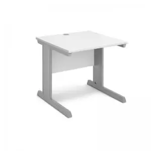 image of Vivo straight desk 800mm x 800mm - silver frame and white top