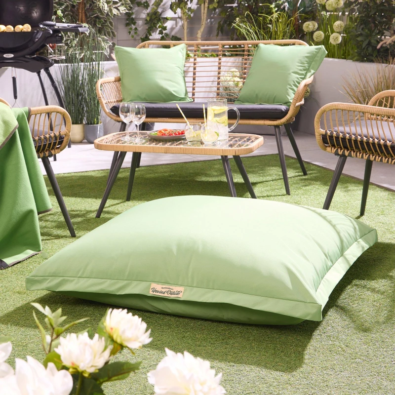 Image of Slumberdown Unwind Outside Outdoor Floor Cushion Light Green