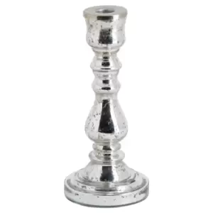 Image of Silver Metallic Curved Glass Candle Holder