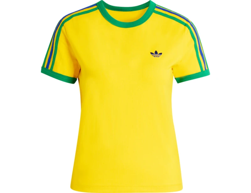 Image of Adidas Originals 3 Stripes Slim T-Shirt Women Yellow XL