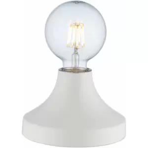 Image of Gloss White Ceramic Table Lamp Light Fitting - Minimalistic Bulb Holder Design