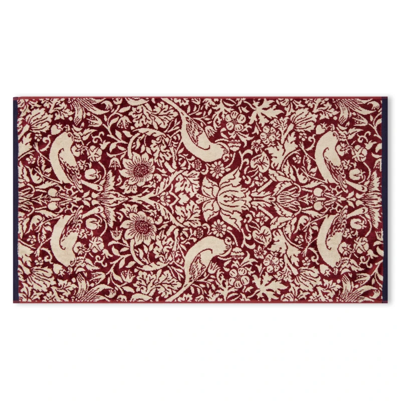 Image of Morris & Co Morris & Co 'Strawberry Thief' Towels in Red Size: Hand Towel Red Hand Towel Unisex 5016709663472