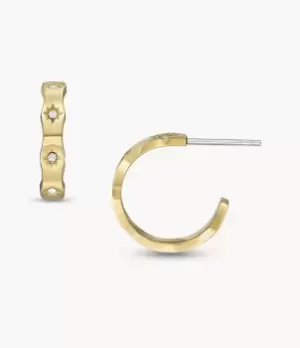 Image of Fossil Women Sadie Scalloped Edge Gold-Tone Stainless Steel Hoop Earrings