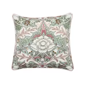 image of William Morris Strawberry Thief/Severn Embroidered Cushion 50cm x 30cm, Cochineal Pink