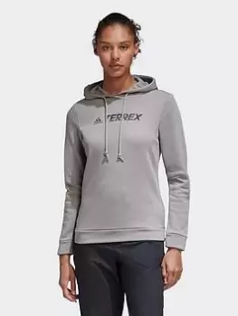 Image of adidas Terrex Graphic Logo Hoodie, Grey Size M Women
