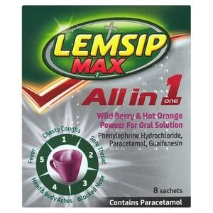 image of Lemsip All-in-One Hot Berry and Orange Flavour Sachets 8s