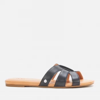 Image of UGG Womens Teague Leather Mule Sandals - Black - UK 4