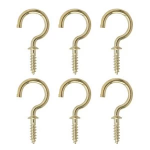 Image of Brass-plated Small Cup hook (L)30mm Pack of 6