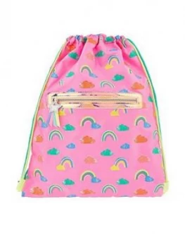 image of Accessorize Girls Rainbow Drawstring Bag - Pink