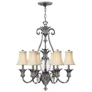 image of 7 Light Multi Arm Chandelier Polished Nickel Finish, E14