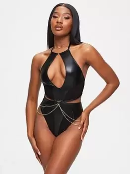 Image of Ann Summers Bodywear Lovestruck Crotchless Body - Black, Size 2XL, Women