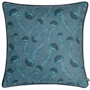 image of Abyss Jellyfish Cushion Petrol, Petrol / 43 x 43cm / Polyester Filled